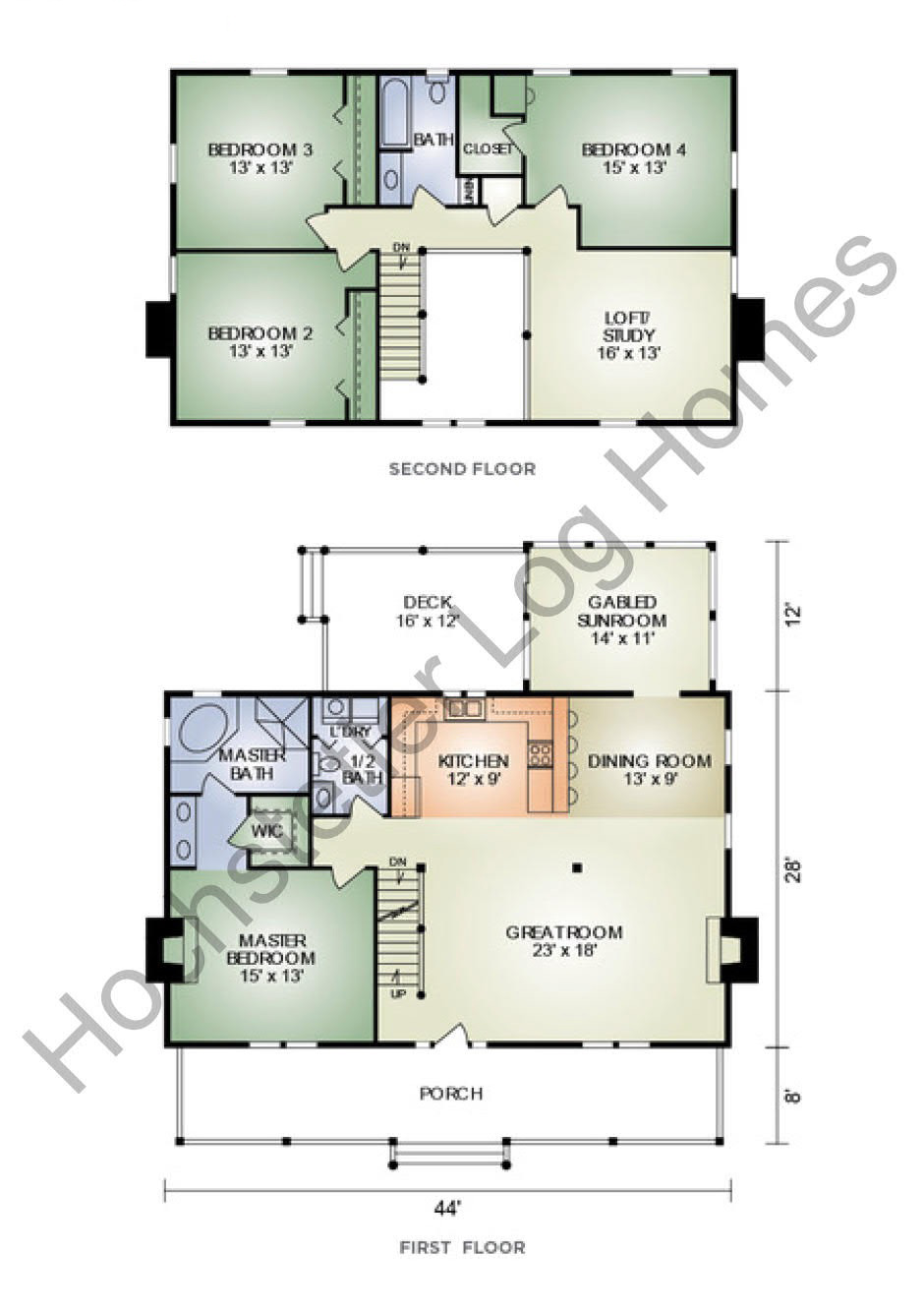Newbury Log Home Floor Plans